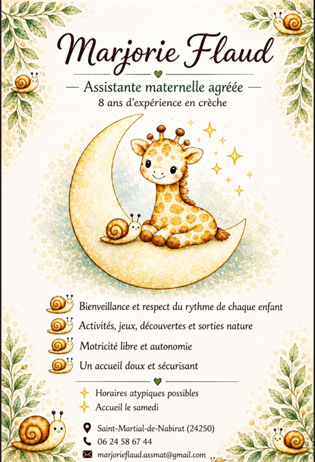 Assistante maternelle agréée à St Martial de Nabirat