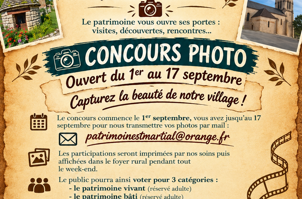 Concours photo pour journées du patrimoine